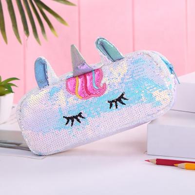 China Schools & Office Mermaid Sequins Storage Bag 6 Colors Large Capacity Unicorn Pencil Case For Students for sale