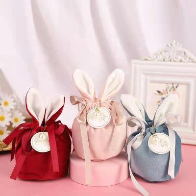 China Simplicity Wedding Keepsake Velvet Bags Rabbit Ear Candy Bag Handbag Creative Gift for Guest for sale