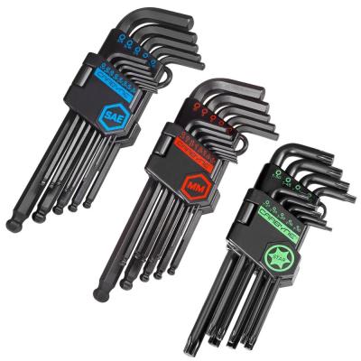 China Multi Functional 35 Piece Long Arm Ball End Hex Key Wrench Set for sale