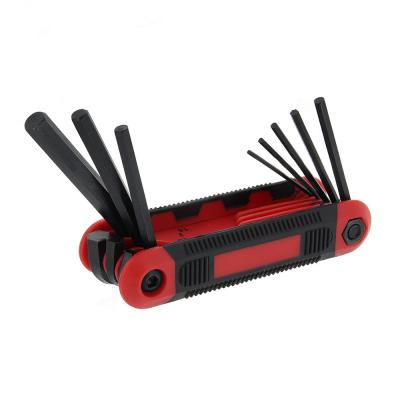 China 8pcs Multi Functional Red Metric/mm Folding Hex Socket Driver Allen Key for sale