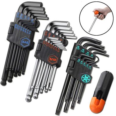 China Allen Wrench Hex Key Set S2 T-Handle T-Handle s2 Grade SAE Metric Star Flat Ball Head End Ball Steel Long Arm Industrial Strength Helping Tool Steel for sale