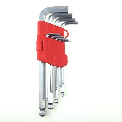 China Cr-v Steel 1.5mm Metric Steel 2mm 2.5mm 3mm 4mm 5mm 6mm 8mm Long Arm Matt Ball End Hex Key Allen Wrench Set of 9 Pcs 10mm CRV/Carbon for sale