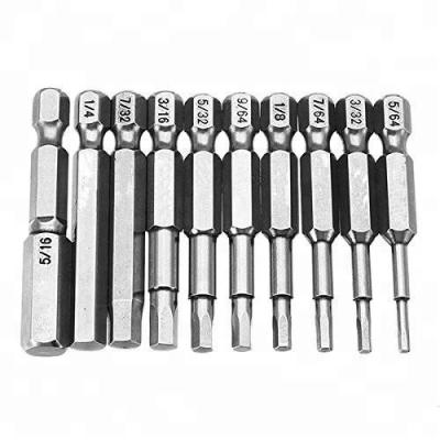 China 10pcs DRIVER 5/64-5/16 Inch Hex Head Screwdriver Bit Set 1/4 Inch Magnetic Hex Shank Screwdriver Bit for sale