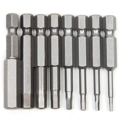 China DRIVER 8pcs Hex Shank 50mm Length S2 Steel Inner Hex Drill Head Screwdriver 1/4 Inch Set Bits Hex Head Allen Bits for sale