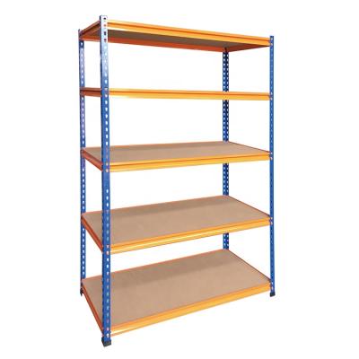 China Corrosion Protection 5 Tier Storage Metal Rack Panel Warehouse Garage Shelving Boltless Wooden Shelving Unit for sale