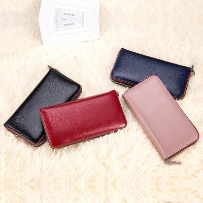 China Other Wholesale Female Wallet Large Capacity Card Holder Women Genuine Leather Wallet Long for sale