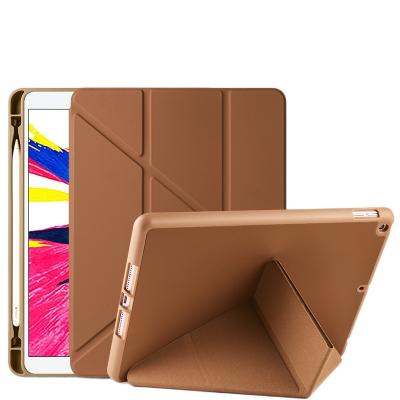 China Magnetic Silicone IPad10.2 Tablet Case With Pencil Holder Auto Sleep And Wake Multi Fold For iPad 7th 8th Generation 10.2 Inch Case for sale