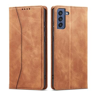 China Shockproof PU Tpu Flip Wallet Phone Case Strong Magnetic Fashion Business Style For Samsung Galaxy S21 plus S21 Fe A32 A52 A22 Flip Cover for sale