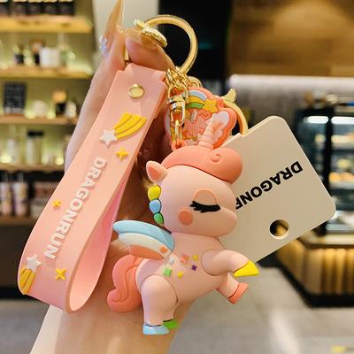 China Cute Creative Handmade Cute Unicorn Key Chain Rubber Key Chain For Women Man for sale