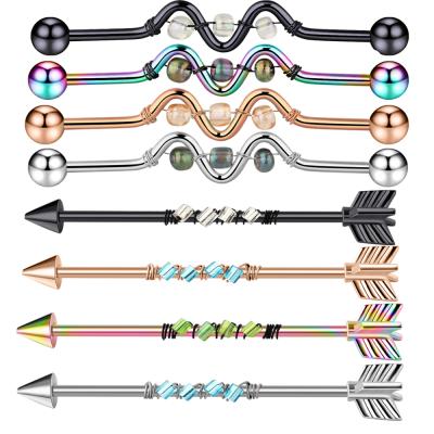 China Trendy Fashion Barbell Industrial Spike Multi Colors Ear Piercing Jewelry for Women for sale