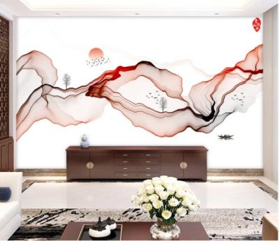 China Modern Modern Abstract Ink Lines Custom Seamless Textile Wall Mural for sale