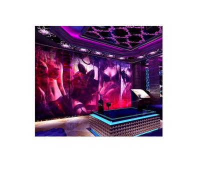 China Custom Modern Sexy Beauty Girl KTV Textile KTV Wall Mural for sale