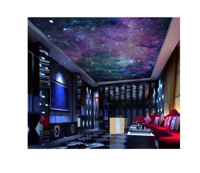 China Custom Waterproof+ECO-Friendly 3D Printing Dreamy Starry Moon Living Room Zenith Ceiling Mural for sale