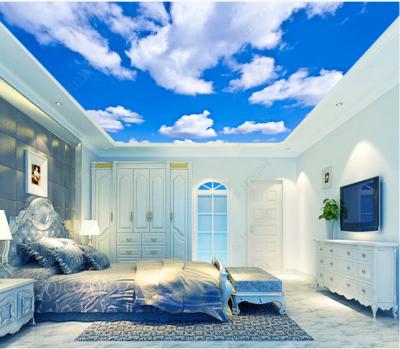 China Modern Home Decoration Blue Sky Clouds Ceiling 3D Indoor White Wallpaper for sale