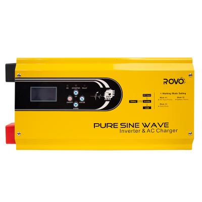 China ROVO 1KW to 220V Power Frequency Inverter 1000W 12 V Pure Sine Wave with Charger for Solar Battery Installation 530*335*255mm for sale