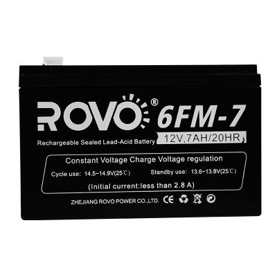 China Toys ROVO 6FM7 12V 7AH Lead Acid Battery 20hr Deep Cycle Rechargeable For Toys Motorcycle CCTV Camera Lighting Backup Energy System for sale