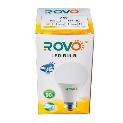 China ROVO 9W 12V E27 B22 Solar DC LED Home Bulb Light 3000 at 6500K Color Temperature Energy Saving for Indoor Home Hotel for sale