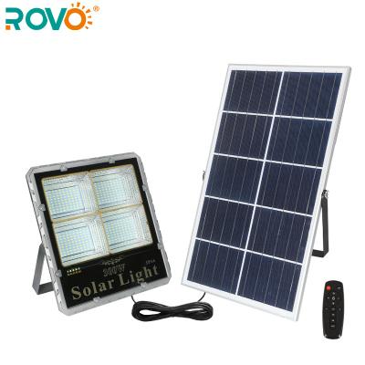 China Residential ROVO SFL 300W Solar Collector LED Flood Light For Outdoor Garden Street IP67 Waterproof With Remote Control for sale