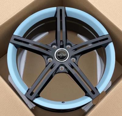 China VIP Sports 17 18 19 20 21 22 Inch High Quality Customization Black And Blue Sport Style Alloy Forged Car Wheels for sale