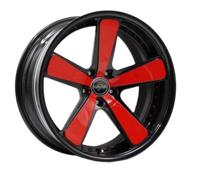 China VIP Sports 18 19 20 21 22 Inch Custom Light Alloy 2 Piece Forging Car Wheels Black+Red Color for sale