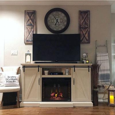 China Sliding Classic Wood Furniture TV Rack Farmhouse Sliding Barn Door With Fireplace for sale