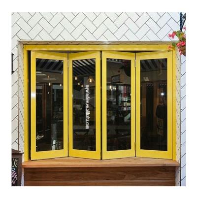 China Stylish Folding Screen Aluminum Stacking Bi Folding Window Vertical Energy Saving Glass Fold Up Window for sale