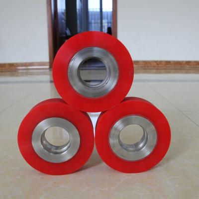 China Hot Selling Machinery Parts Polyurethane Wheel Roller PU Rubber Coating Roller With Bearings for sale