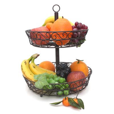 China Nordic minimalist luxury metal fruit basket two-tier fruit basket fruit basket for sale