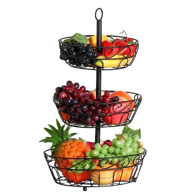 China Minimalist Three Tier Fruit Basket Fruit Basket Hanging Fruit Basket Metal for sale