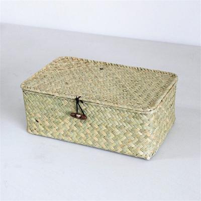 China Traditional Woven Kitchen Storage Candy Box Small Bread Fruit Storage Boxes With Lids for sale