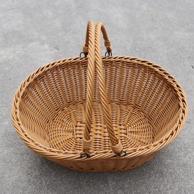 China Contemporary rattan woven storage basket rattan basket for vegetables and fruits picnic basket wholesale for sale