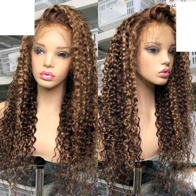 China Heat Resistant TKL Highlight 13X6 Lace Frontal Curly Wig Brown Deep Wave 13x4 Lace Front Hair Wigs for sale