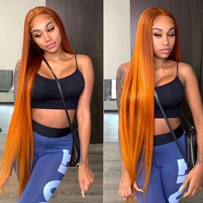 China Wholesale TKL Ginger Orange 13*4 13*6 14-30inch Hd Hair Wigs Silky Heat Resistant Front Lace Front Wig for sale