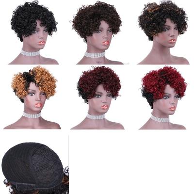 China Wholesale TKL Hair Wigs Factory Supply High Quality 7inch Short Afro Curly Wig Soft Hair for sale