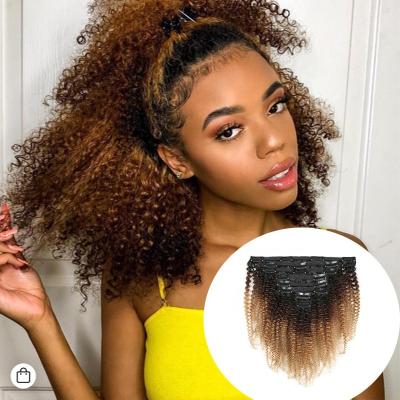 China Wholesale 120g Afro Wave TKL By Ombre Set Afro Kinky Curly Clip In Extensions Hair Supplier for sale