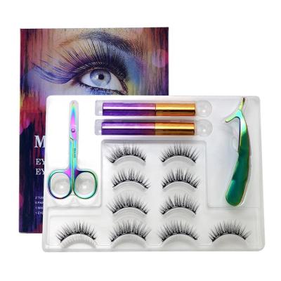 China TKL Natural Soft Fashionable Box 5 Pairs Magnetic Eye Lashes Set Curling Lashes With Liquid Eyeliner for sale