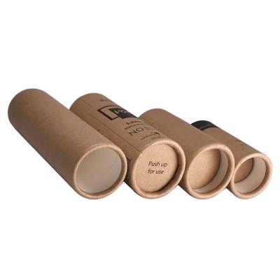 China 4x7cm Biodegradable Push Up Paper Craft Tube Printed Brown Leatherette Box With Rolled Edge for sale