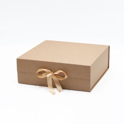 China Wholesale Custom Recyclable Logo Luxury Foldable Kraft Paper Personalized Gift Box Clamshell Magnetic Gift Packaging Boxes With Ribbon for sale