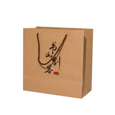 China Custom Handmade Cultural Kraft Paper Foldable Shopping Bag and Wide Bottom Brown Kraft Paper Creative Vertical Paper Bag for Tea Bags for sale