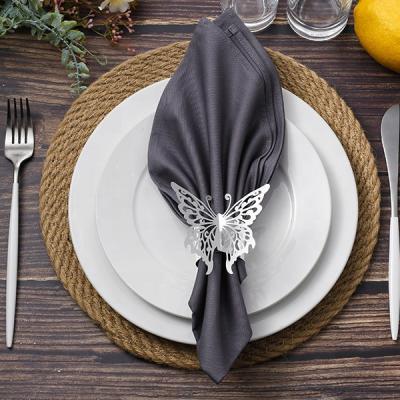 China Lekoch Stocked 50 Pcs Butterfly Paper Napkin Rings Disposable Napkin Rings For Weddings Party Napkin Table Decoration for sale