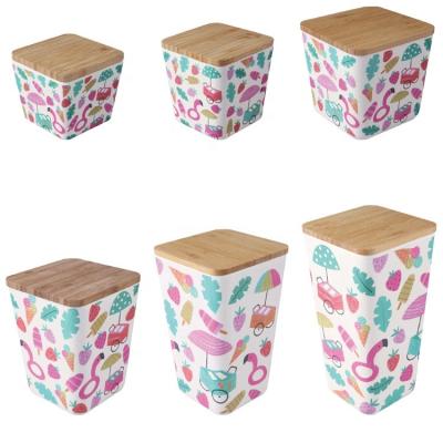 China Freshness Preservation Food Grade Container Bamboo Fiber Storage Box Canisters With Bamboo Lid for sale