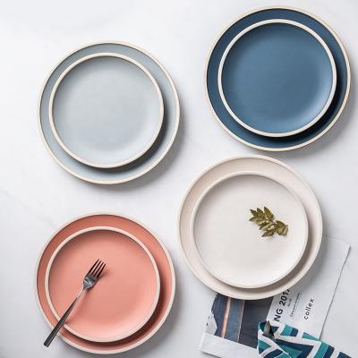 China Lekoch Stocked Dinnerware Sets Dinnerware Plates Load Nordic Wedding Matte Plate Serving Ceramic Plates for sale