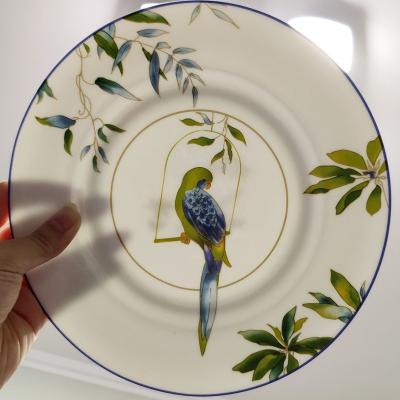 China Viable American Bone China Parrot Tableware Set Lekoch Style Pastoral Dish for sale