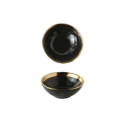 China Lekoch Viable 5.5inch Matte Gilt-Edged Black Ceramic Bowl - 350ml for sale