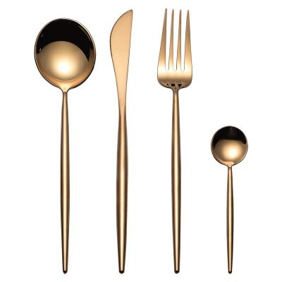 China Whosale viable rose gold flatware set, copper flatware set, wedding gold / rose gold flatware set brass rose gold stainless steel flatware set gold for sale