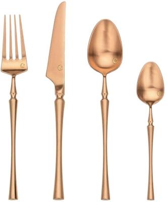 China Stocked 18/10 Stainless Steel Fork and Knife Silverware Brass Cutlery Matte Polish Bestekset Spoon Teaspoon Set Fish Roe Gold Bestek for sale