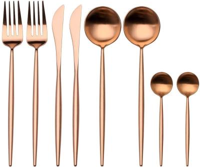 China Viable High-end Creative Wedding Cutlery Set 8pcs Tableware Rose Gold Cutlery Set for sale