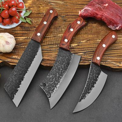 China Sustainable Manufacturing Stainless Steel Professional Mincing Boning Knife Set With Wooden Handle for sale