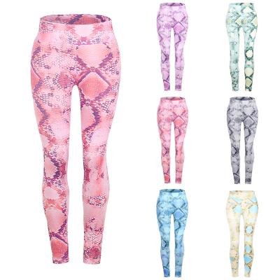 China 2020 Custom Snake Print Yoga Pants Women's Breathable Milk Silk Fabric Women's Gym Leggings For Wholesale for sale