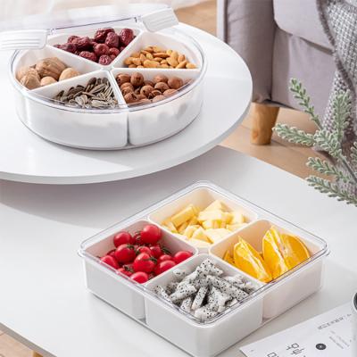 China Freshness Preservation Around Dried Fruit Storage Box Household Fruit Tray Chafing Dish Basket Wedding Square Vegetable Box for sale